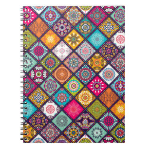 Mandala pattern colourful Moroccan Spiral Notebook