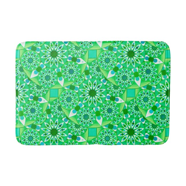 Mandala pattern, Emerald green and peacock Bath Mat (Front)