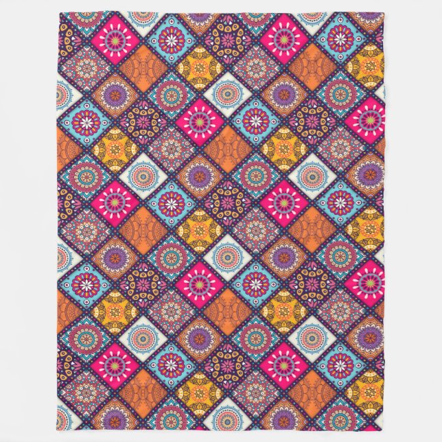 Mandala Pattern Fleece Blanket (Front)