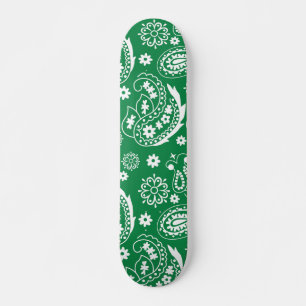 Mandala Pattern Green and White Halloween Fall Aut Skateboard