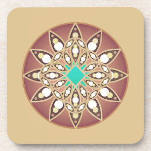Mandala Pattern in Caramel and Chocolate Beverage Coaster