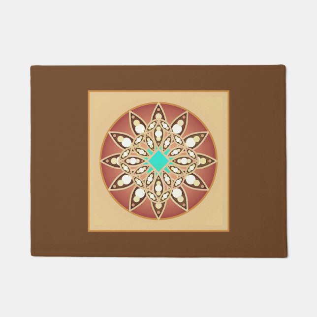 Mandala pattern in caramel and chocolate  doormat (Front)