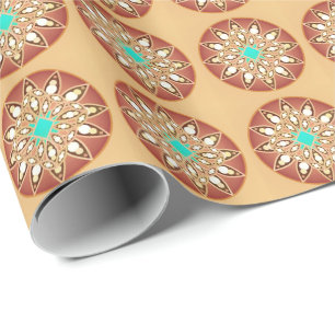 Mandala pattern in caramel and chocolate wrapping paper