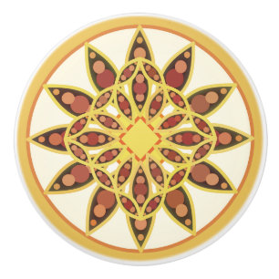 Mandala pattern in chocolate, terracotta and rust ceramic knob