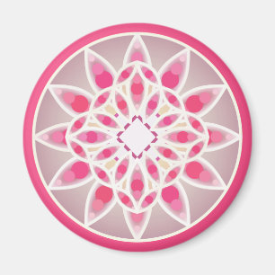 Mandala pattern in hot pink, white and grey magnet