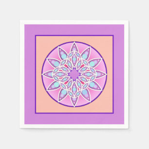Mandala pattern in lavender, orchid and coral napkin