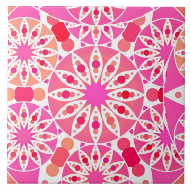 Mandala Pattern in Pink and Coral Tile (Front)