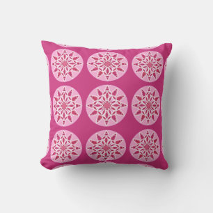 Mandala pattern in pink, fuchsia and white cushion