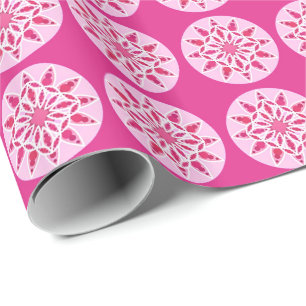 Mandala pattern in pink, fuchsia and white wrapping paper
