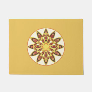 Mandala pattern in shades of chocolate and gold doormat