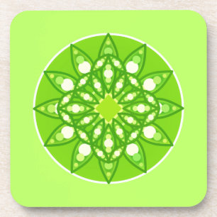 Mandala Pattern in Shades of Lime Green  Coaster