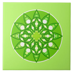 Mandala pattern in shades of lime green tile