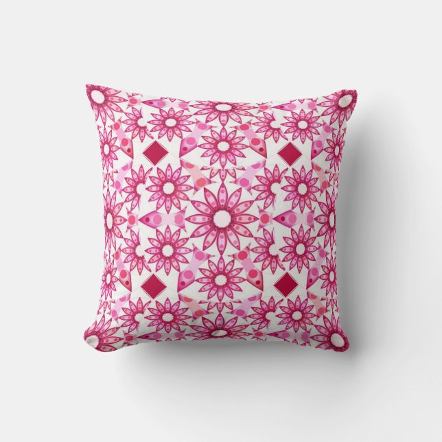 Mandala pattern in shades of pink, maroon cushion (Front)