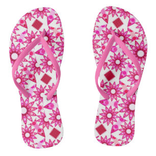 Mandala pattern in shades of pink, maroon jandals