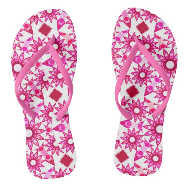 Mandala pattern in shades of pink, maroon jandals (Footbed)
