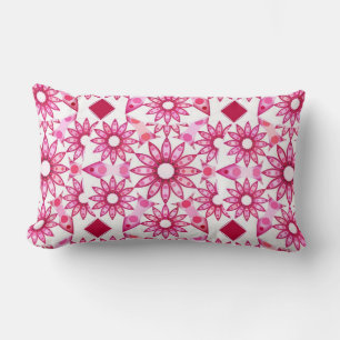 Mandala pattern in shades of pink, maroon lumbar cushion