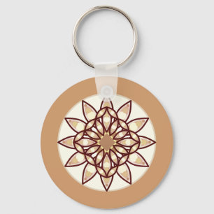 Mandala Pattern in Tan and Chocolate Brown Key Ring