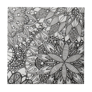 Mandala Pattern Lineart Ceramic Tile