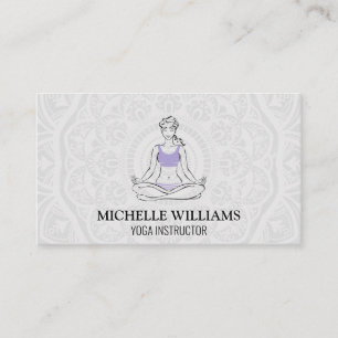 Mandala Pattern   Meditation   Woman in Yoga Pose Business Card