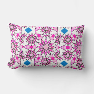 Mandala pattern, pink, hot pink, lumbar cushion