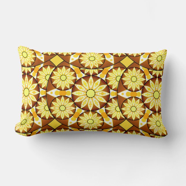 Mandala pattern, shades of brown and gold lumbar cushion (Front)