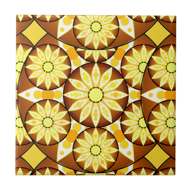 Mandala pattern, shades of brown and gold tile (Front)