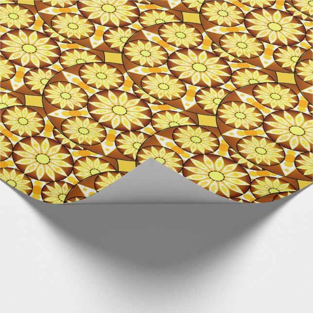 Mandala pattern, shades of brown and gold wrapping paper (Corner)