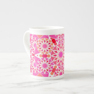 Mandala pattern, shades of pink and coral bone china mug