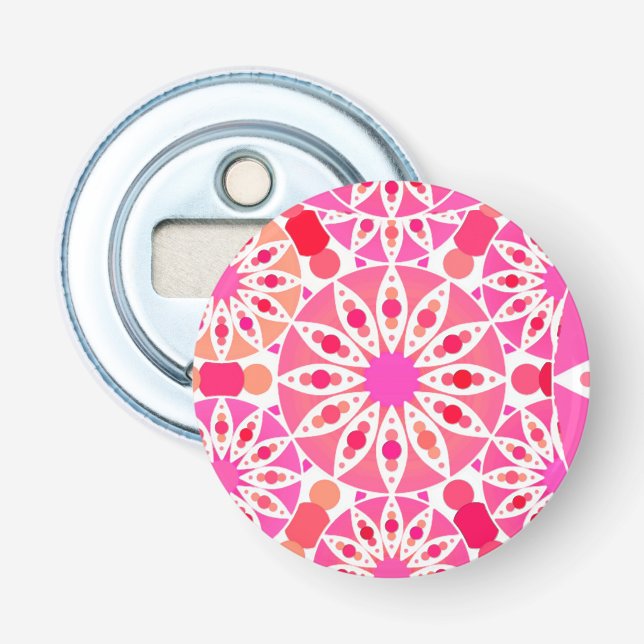 Mandala pattern, shades of pink and coral bottle opener (Front)