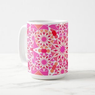 Mandala pattern, shades of pink and coral coffee mug