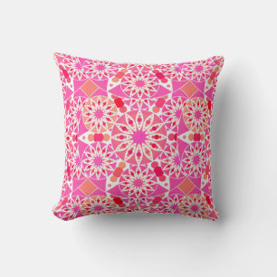 Mandala pattern, shades of pink and coral cushion