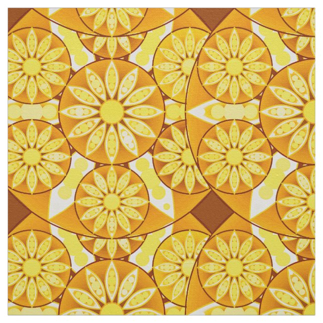 Mandala pattern, yellow, gold and brown fabric (Swatch)