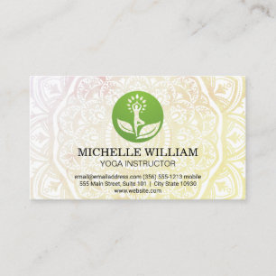 Mandala Pattern Yoga Leaf Logo Business Card