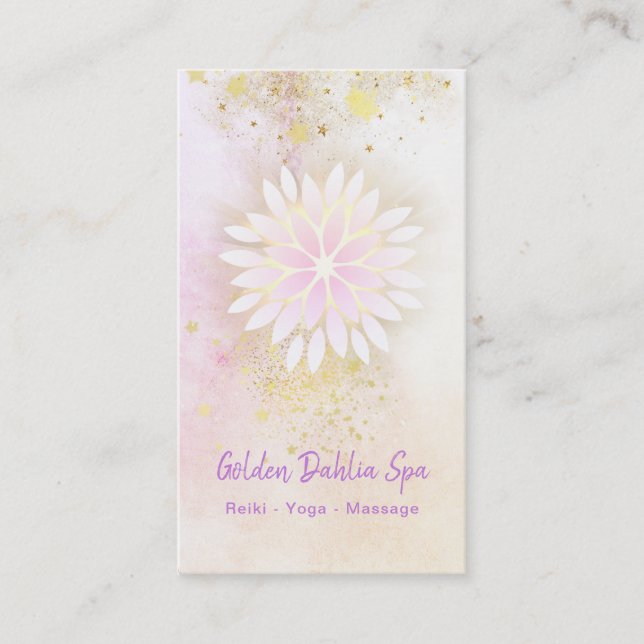 *~* Mandala Peach Dahlia Pastel Lavender AP2 Business Card (Front)