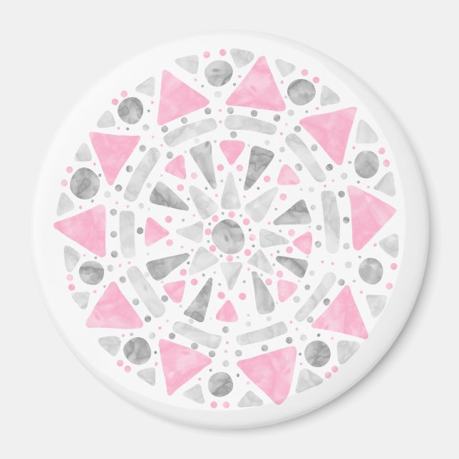 Mandala Pink Grey White Demigirl Pride Flag Magnet (Front)