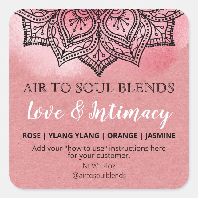Mandala Pink Love & Intimacy Blend Labels (Front)