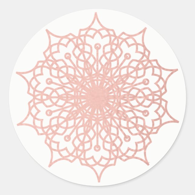 Mandala Pink Rose Gold Blush Classic Round Sticker (Front)