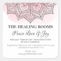 Mandala Pink Watercolor Natural Therapy Labels