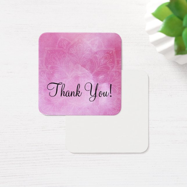 Mandala & Pink Watercolor Tiny Thank You Note (Desk)