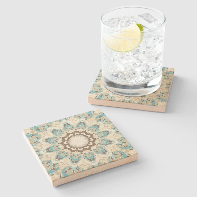 Mandala Print Stone Coaster (Side)