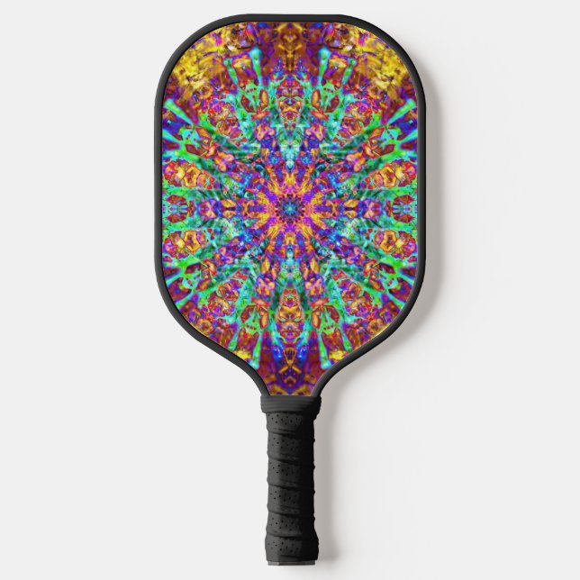 Mandala Psychedelic Trippy Hippie Colour Splash Pickleball Paddle (Front)