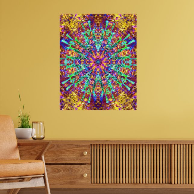 Mandala Psychedelic Trippy Hippie Colour Splash Poster (Living Room 2)