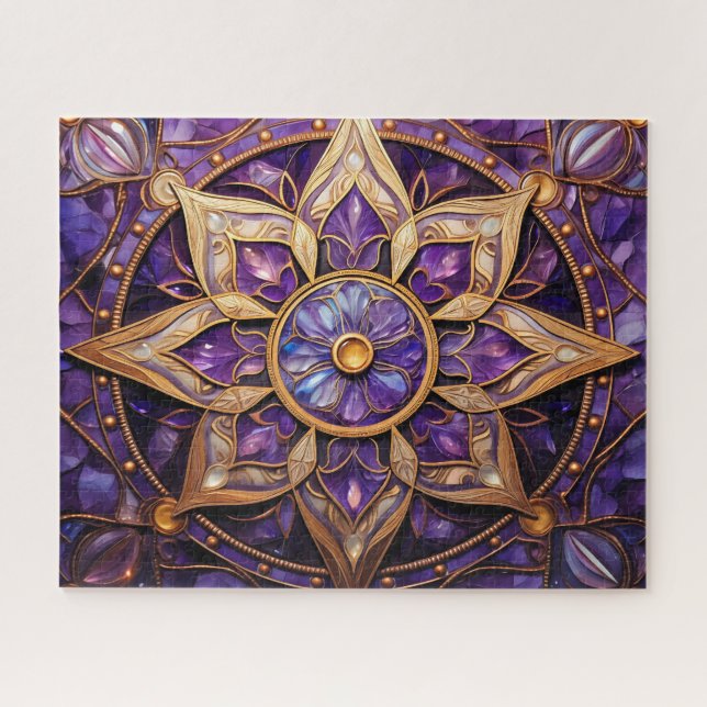 Mandala Purple Gold Jigsaw Puzzle (Horizontal)