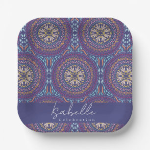 Mandala Purple Paper Plate