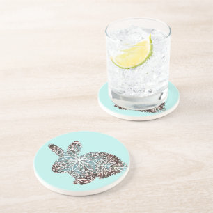 Mandala Rabbit Chocolate and Blues Coaster