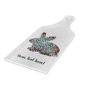 Mandala Rabbit Chocolate and Blues Cutting Board