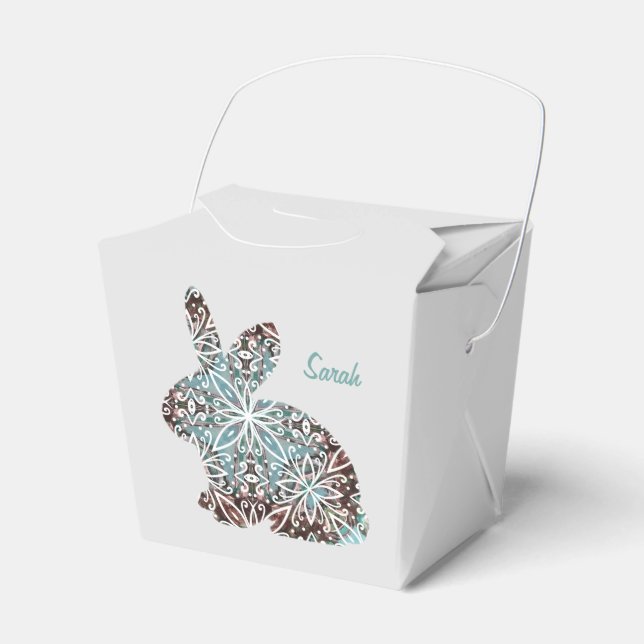 Mandala Rabbit Chocolate and Blues Gift Favour Box (Front Side)