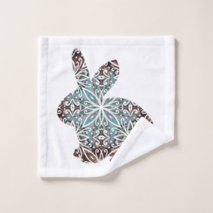 Mandala Rabbit Chocolate and Blues Towel Set