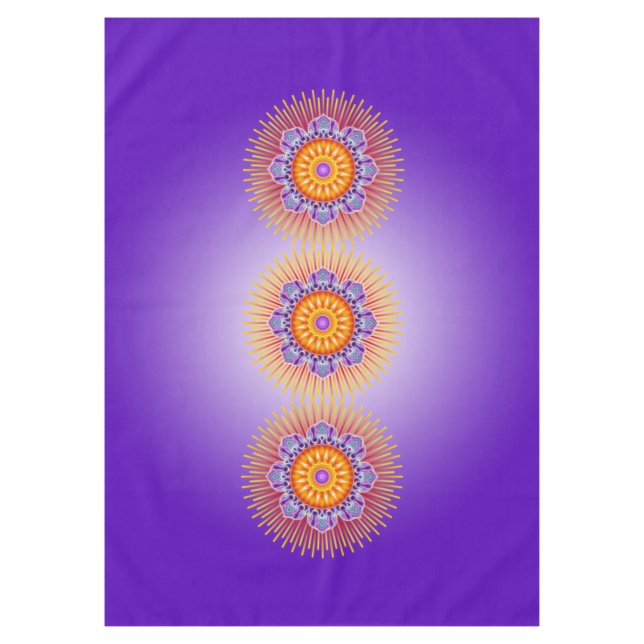 Mandala Rays Yellow Violet + your ideas Tablecloth (Front)