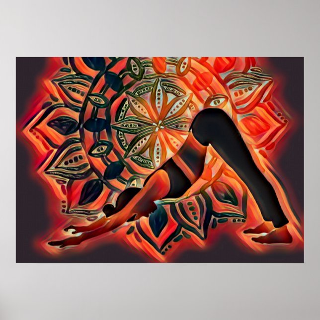 Mandala Red, Black, Brown Yoga Meditation Poster (Front)